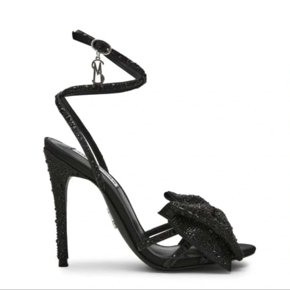 Steve‎ Madden Blossom Black Bedazzled Rhinestone Strappy Heels